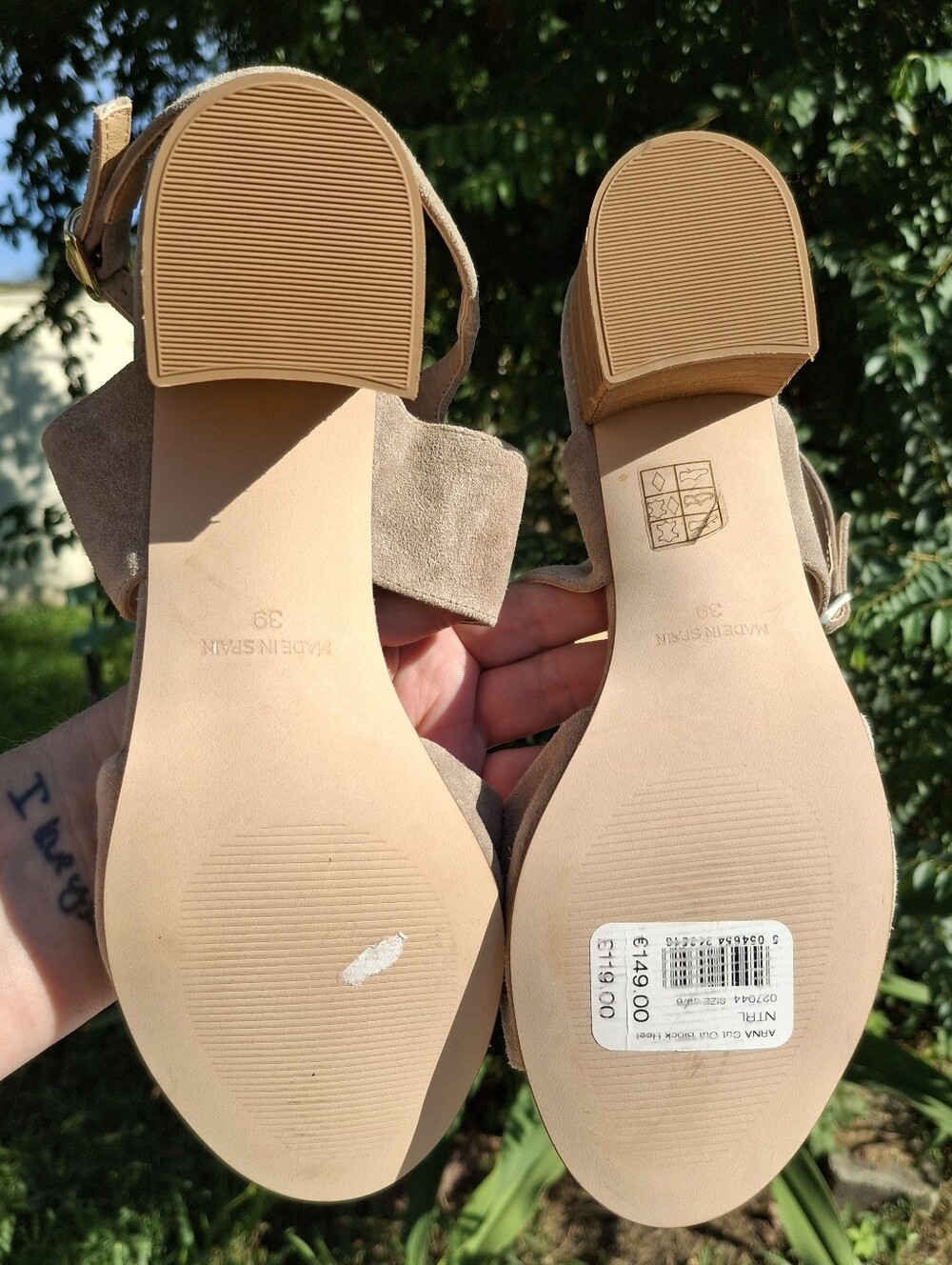 Mint Velvet Arna Natural Suede Cut Out Block Heel Round Toe Slingback Sandal 8.5 - Picture 7 of 10